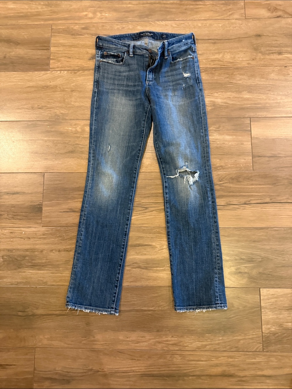 Lucky Brand Blue Distressed Straight Leg Jeans